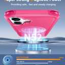 FNTCASE for iPhone 16 Magnetic Case: Dual Layer Shockproof Protective Cell Phone Cover with Rugged Belt-Clip Holster | Heavy Duty Military Grade Drop Protection Non Slip Textured Phonecase Hot Pink