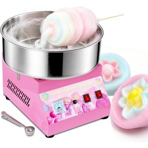 Commercial Cotton Candy Machine 1000W - 15" Stainless Steel Bowl, Electric Candy Floss Maker with Double Switch, Sugar Scoop, Ideal for Carnival, Party & Business Use