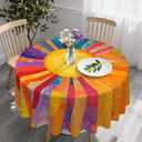 Eikione 70In Round Tablecloths Stain Resistant Tablecloth Wrinkle Free Circle Table Clothes,Washable Reusable Polyester Table Covers (Rainbow 70In)