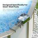 ECOPOOLTECH Pool Rail Organizer Cooler Basket for Above Ground Pools | 304 Stainless Steel Organizer with Patented Clamps, Fits 3.9–8.6 in Square Top Rails