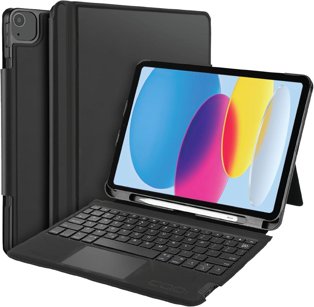 CODi Bluetooth Keyboard Folio Case with Trackpad for iPad 10.9" (10th Gen, A16), iPad Air 11" (M2, M3), iPad Air 10.9" (4th, 5th Gen), iPad Pro 11" (3rd Gen)