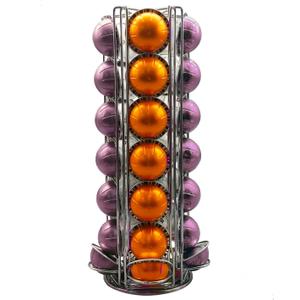 Miuly Coffee Capsule Holder For Nespresso Vertuoline, Coffee Capsule Stands Rotating Pod Rack holds 35 Nespresso Vertuo Pods, Silver