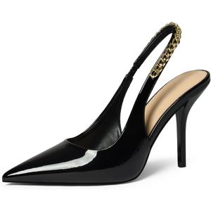 iiimmu Women's Stiletto Heels Closed Pointed Toe 4 in Heels for Women Patent Leather Pumps with Chain Wedding Party Dress Prom Heels Slingback Pumps (8)