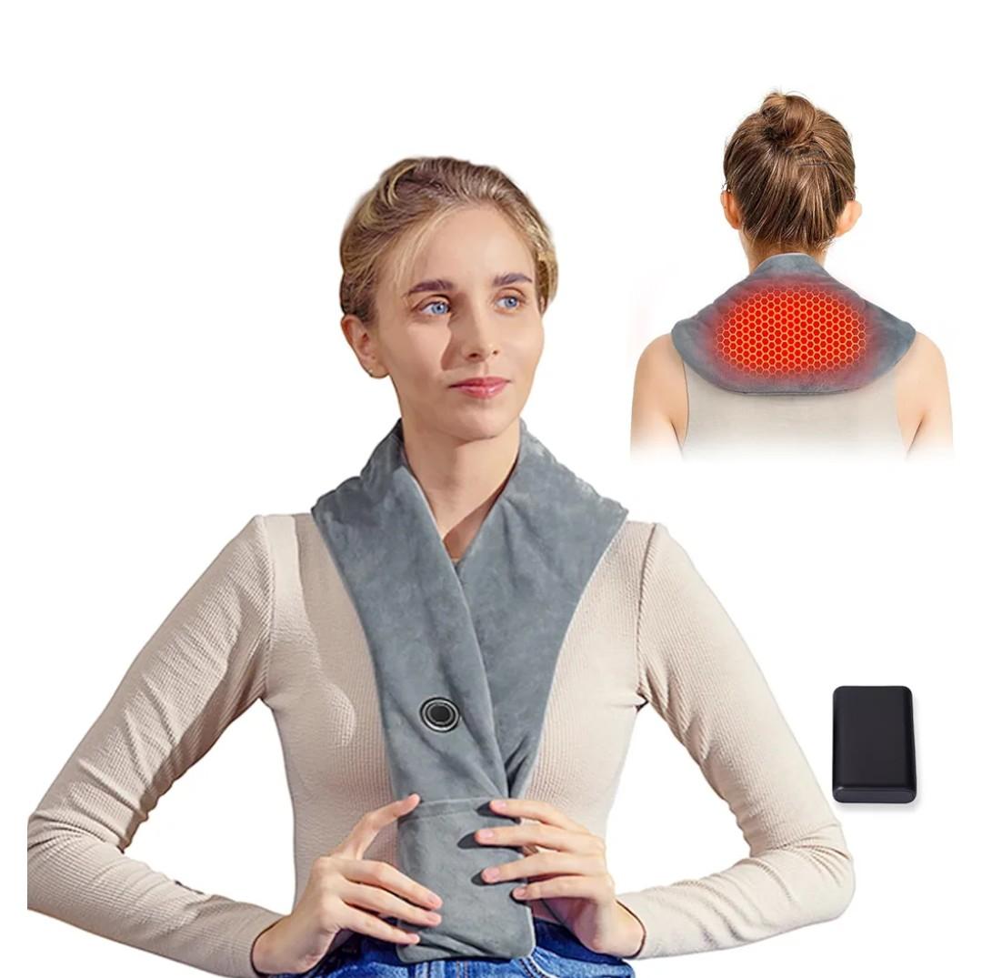 Remo Neck Heating Pad, Portable Cordless Heating Pad for Neck Pain Electric, Compact Soft with Four Heat Settings,Gift for Family,Grey