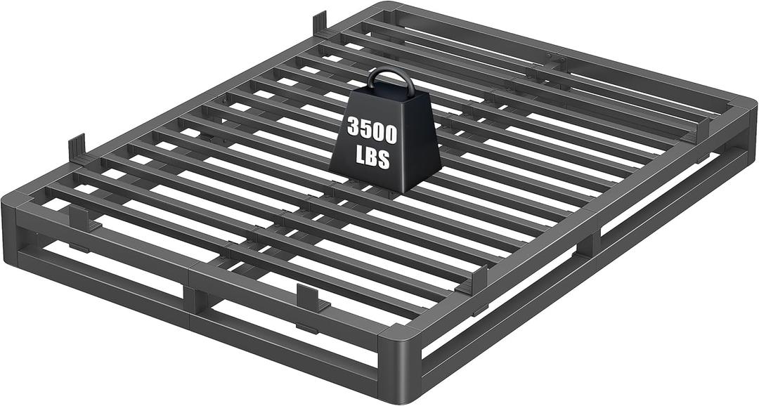 6 Inch Queen Bed Frame with Rounded Corner and Squeak Free U-Slot Design, Metal Platform Bed Frames 6 Non-Slip Guards, 3500lbs Heavy Duty Steel Slat Support, No Box Spring Needed, Black