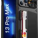 Vihibii for iPhone 13 Pro Max/iPhone 12 Pro Max Case with Card Holder (4 Cards) [RFID Blocking] & Slide Camera Cover, Military Grade Drop Protection, Rugged Back & Silicone Edge Wallet Case, Black