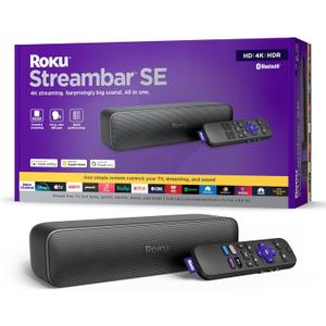 Roku Streambar SE | 2-in-1 TV Soundbar with Built-in 4K/HD/HDR Streaming, Premium Speakers, & Enhanced Speech Clarity for Crisp, Clear Dialogue - Quick Guided Simple Setup