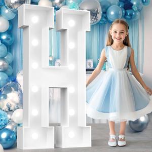 Ledido 4FT Marquee Light Up Letters, Cool White Light Up Letters Large Marquee Letter for Party Decorations, Mosaic Letter H for Balloons, Wedding Birthday Graduation Decor