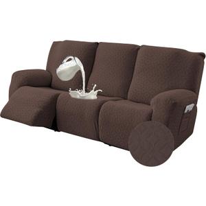 Gennia Waterproof Recliner Sofa Cover, Stretch Reclining Couch Covers with Pockets, Washable Lazy Boy Recliner Slipcovers, Leakproof Sofa Protector for Kids, Pets, Dog and Cat (1 Seat, Chocolate)