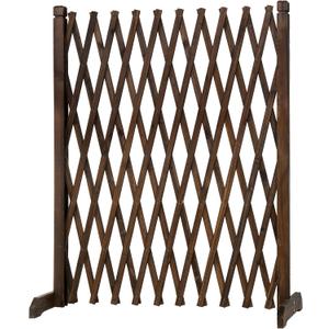 MyGift Expandable Garden Trellis, Solid Wood Freestanding Lattice Panels for Outside, Decorative Lattice Fence Trellis for Climbing Plants Outdoor, Brown, 51.3 L x 15.0 W x 48.4 H