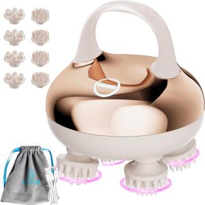 COMFIER Cordless Scalp Massager Hair Growth with 3 kneading Modes, Gifts,Waterproof Head Massage with 8 Claws for Deep Cleansing,Head Scratcher,Body Massager for Stress Relief,Cat Massage (Gold)