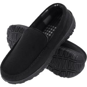 Lulex Mens Slippers Moccasins for Mens Memory Foam House Slippers Indoor Outdoor House Shoes (11, Black)