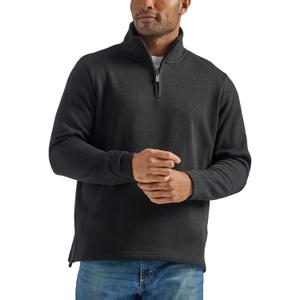 Wrangler Authentic Men's Long Sleeve Fleece Quarter-zip (Large, Caviar)