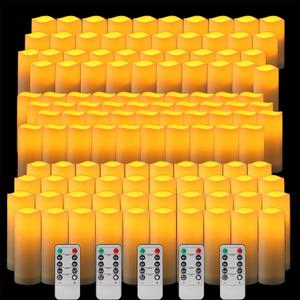 120 Pack Waterproof Outdoor Flameless Candles, Battery Operated Flickering LED Candles with Remote Control and Timer for Outdoor Larterns, Porch, Home, Parties, Special Occasions