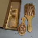 100% Bamboo Hair Brushes and Comb Set by Combetter, Comb for Women and Detangling, Great on All Hair, Eco-Friendly and Handmade for Women Men and Kids
