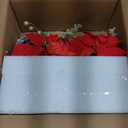 Artificial Christmas Floral Arrangement with Velvet Poinsettia Pinecones Berries Greenery Faux Flower Centerpiece in Ceramic Pot Holiday Arrangement for Home Mantel Xmas Dining Table Decor (Red#2)