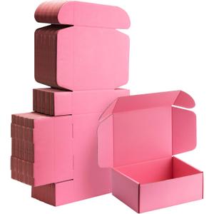 8x6x3 Pink Small Shipping Boxes - 25 Pack Corrugated Cardboard Mailer Boxes for Packaging, Mailing, Gift Giving | Sturdy, Recyclable, Perfect for Small Business Supplies, Ecommerce