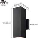 mirrea 12" Modern Outdoor Porch Light in 2 Lights, Matte Black, 6 Pack