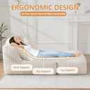 Giant Bean Bag Lounger Sofa with Pillow, Large Beanbag Chair for Adults, Oversized Comfy Beanbag Lazy Floor Sofa, Bean Bag Couch with Memory Foam Filled for Living Room, Bedroom, White, 32 inches x 67 inches x 27.5 inches