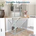 Pet Gate - 3-Panel Indoor Foldable Dog Fence for Stairs, Hallways, or Doorways - 54x24-Inch Retractable Wood Freestanding Dog Gates by PETMAKER (Gray)