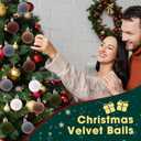 96 Pcs Velvet Christmas Balls Bulk, 1.57" Flocked Christmas Tree Ball Ornaments, Mini Shatterproof Xmas Hanging Ornaments Decoration(Apricot, Light Brown, Dark Green, Dark Brown, White, Gray)