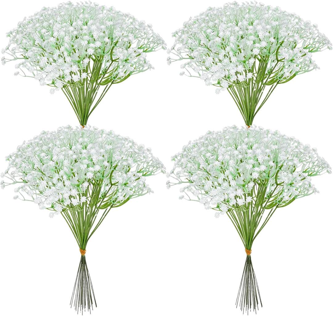 120PCS Baby Breath Artificial Flowers Babies Breath Flowers Artificial Bulk Faux Flower Bouquet White Flores Real Touch Fake Flower Arrangements Wedding Centerpieces Tables Decorations