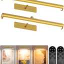 EZVALO 16" Picture Lights for Wall, Rechargeable 6000mAh Painting Lights with Remote, Wireless Dimmable 3 Color Temperatures Art Lights for Gallery, Living Room, Hallway (Gold, 3 Pack)