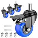 Caster Wheels Heavy Duty 2 Inch Stem Caster 800Lbs, Threaded Stem Casters 3/8"-16 x 1(Stem Diameter 3/8", Stem Length 1"), Safety Locking Caster Set of 4, Industrial Castor Wheels for Cart,Furniture