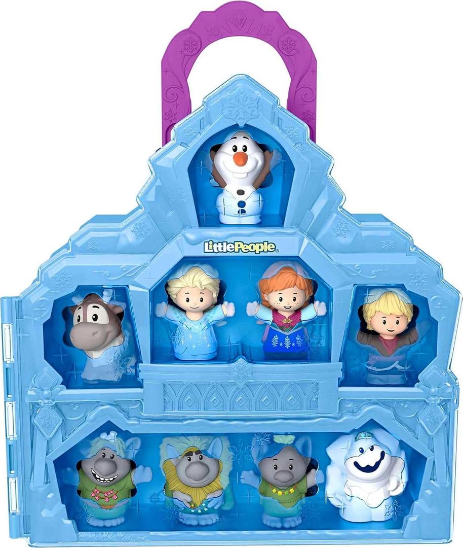Fisher-Price Little People Toddler Toy Disney Frozen Carry Along Castle Case Playset with Figures for Pretend Play Kids Ages 18+ Months (Blue)