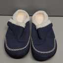 LeIsfIt Slippers for Women Wide Diabetic Slippers Adjustable Memory Foam House Slipper Warm Slip on House Shoes with Non-slip Sole Indoor Outdoor Navy Size 38