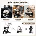 T3 Foldable Pet Stroller for Small Dogs & Cats, 3-in-1 Lightweight Dpg Stroller with Detachable Carrier (Beige)