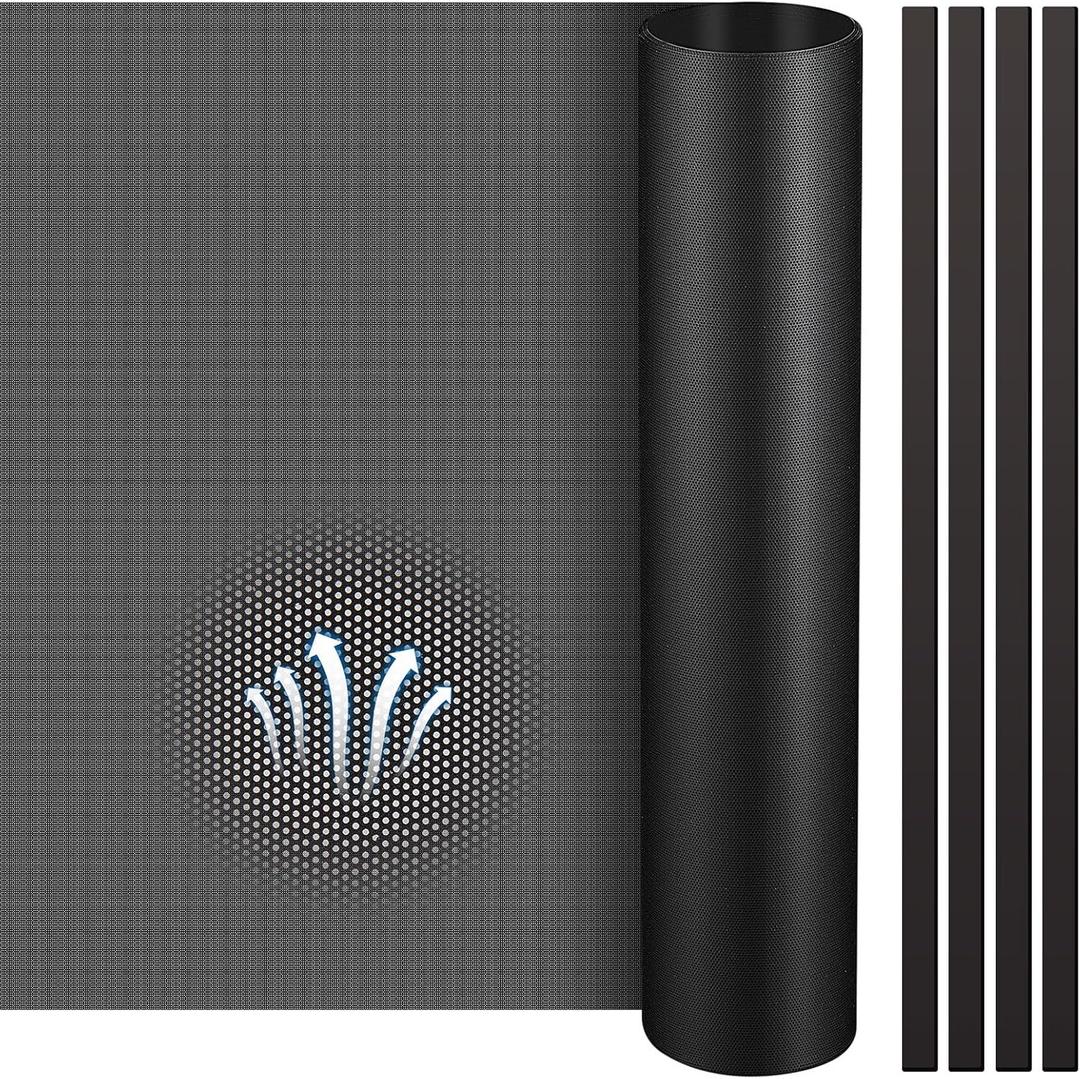 Woanger 1 Pcs 1000 x 300 mm DIY PC Case Dust Filter 0.5 mm High Airflow Hole PC Fan Mesh Filter Air Vent Covers PVC Dustproof Cover with 4 Magnetic Strip for Computer Chassis Speaker and More, Black