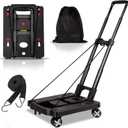 Folding Hand Truck Lightweight,Foldable Dolly with 4 Rotate Wheels,110 lbs Heavy Duty Hand cart for Luggage,Dolly for Moving Travel Shopping Airport Office Use