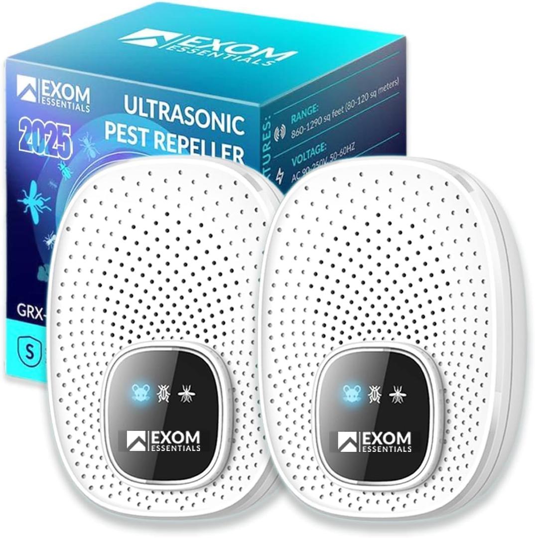 T-25, Ultrasonic Pest Repeller Wall Plug-in Most Effective Than Repellents - Get Rid of - Rodents, Squirrels, Mice, Rats, Bats, Roaches, Ants, Spiders, Bed Bugs, Мosquito, Insects, Fleas (2 Pack)