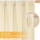 LAMIT Beige Linen Curtains for Small Windows, 45 Inches Long 2 Panels Light Filtering Panels Rod Pocket Neutral Privacy Window Drapes for Living Room/Bedroom, 42 x 45 Inch