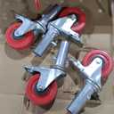 LEADALLWAY Scaffolding Platform 4 Foot High Mobile Baker Scaffolding 770 LBS Capacity with Locking Wheels and Tool Bag, Red