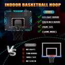 Indoor Mini Basketball Hoop for Boys Kids Aged 5 6 7 8 9 10 11 12+, Over The Door Basketball Hoops with LED Lighting, Electronic Scoreboard, and 4 Balls, Sport Toys Birthday Gift