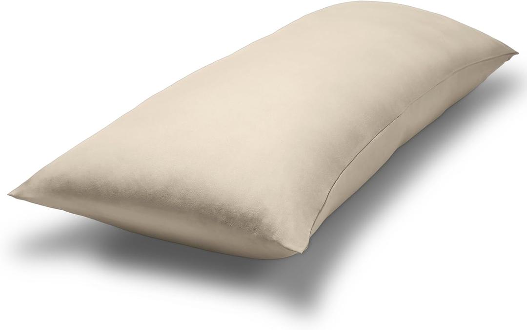 Bare Home Microfiber Body Pillow Cover - Ultra Soft - Cooling Pillowcase - Double Brushed - Pillowcase with Zipper Closure - Easy Care (20''x54'' Body Pillow Cover, Sand)