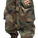 Floerns Boy's Camo Elastic Waist Baggy Cargo Pants Loose Jogger Trouser with Pockets (Green)