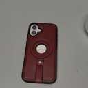 Butaiga for iPhone 16 Plus Leather Case with Stand, Anti-Slip Grip Ring, Fits for MagSafe (Burgundy, iPhone 16 Plus)