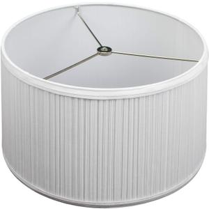 20" Top Diameter x 20" Bottom Diameter 12" Height Fabric Drum Lampshade Spider Attachment (Pleated Mushroom White)