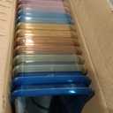Geetery 12 Pcs Plastic Book Bins for Classroom, Semitransparent