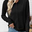 EVALESS Cardigan Sweaters for Women Wool Blend Lightweight Trendy Long Sleeve Lapel Collar Button Down Sweater Cardigans (Black, M)