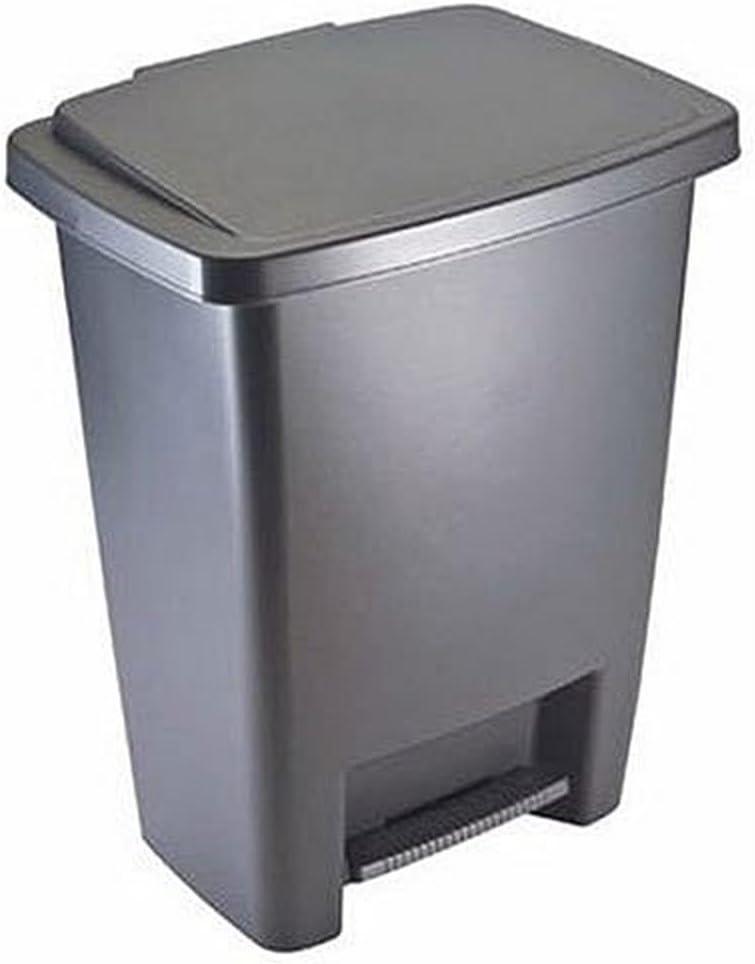 Rubbermaid Step-On Trash Can with Lid, 8.25-Gallon, Gray, Easy Clean Wastebasket for Home/Kitchen/Bedroom/Office