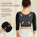 BRABIC Upper Arm Shaper Post Surgical Slimmer Compression Sleeves Posture Corrector Tops Shapewear for Women (Black), Size 64/M