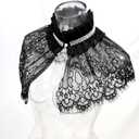 MYAYD Women's Black Lace Faux Renaissance Gothic Steampunk Medieval Victorian Ruffled Collar Accessories small cape (Black, M)
