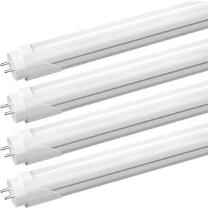 JESLED T8 4FT LED Type A+B Light Bulbs, 24W 3000LM 5000K Daylight White, Plug and Play or Ballast Bypass, 4 Foot Flourescent Tube Replacement, ETL Listed, Dual-end, Frosted, Warehouse Lights 4Pack