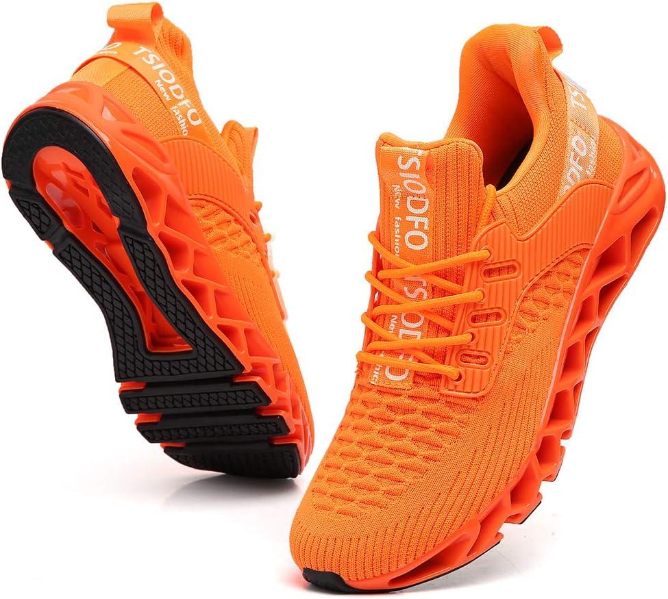 TSIODFO Slip on Sneakers for Women Casual Sport Running Shoes Athletic Train Tennis Walking Shoes Ladies Gym Workout Jogging Fashion Sneaker Orange Size 10.5