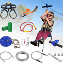 Zipline for Backyard Kids and Adults, Zipline Kit with Stainless Steel Spring Brake, Cable Tensioning Kit, Safety Harness, 2 Tree Protectors and Full Set of Zip Line Accessories with 1/4 inch Cable