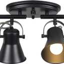 KEESFU 4-Light Track Lighting Kit, Black Semi Flush Mount Ceiling Light with 4 Rotatable Light Heads, Modern Accent Lighting for Living Room, Bedroom, Hallway, Art Wall, Bathroom, Kitchen (4-Light)